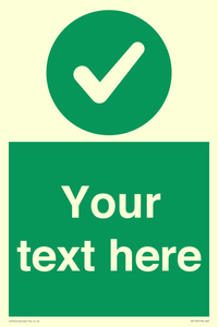 Custom green background, green circle with tick